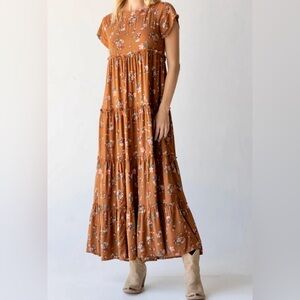 NATURAL LIFE Floral Brown Maxi Dress